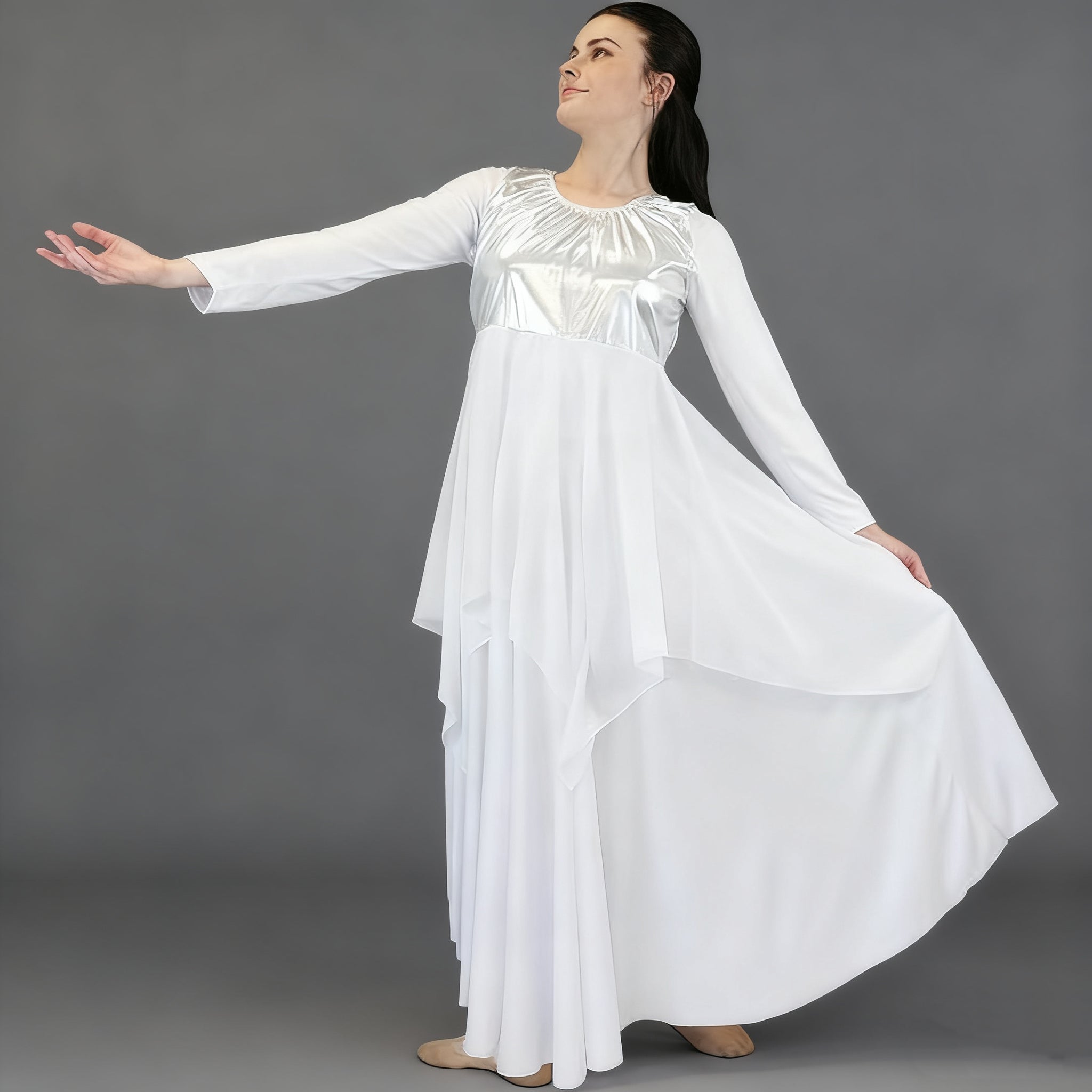 Metallic Chest Chiffon Overlay Dance Tunic (dress not included)