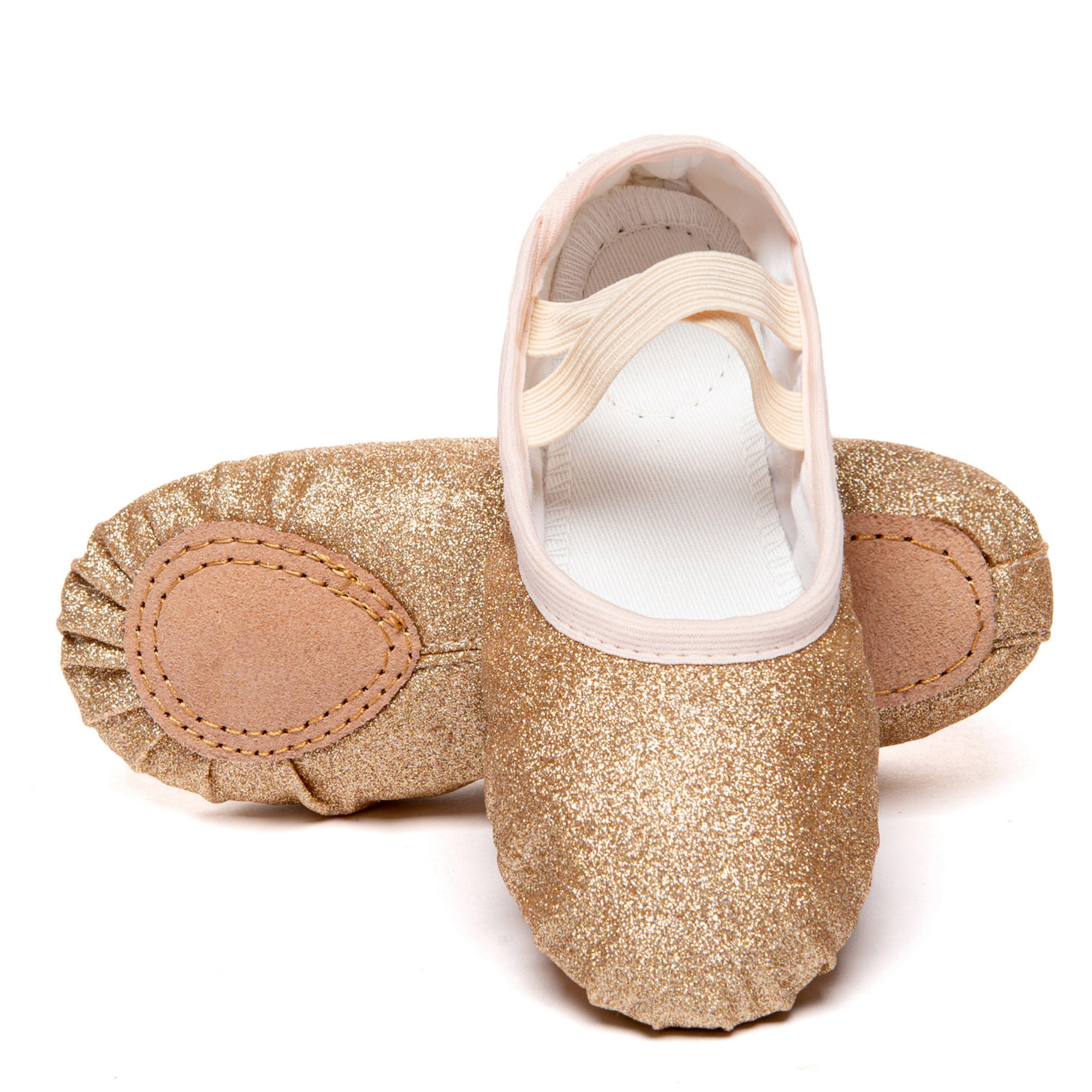 Child Glittery Leather Patch Ballet Dance Shoes