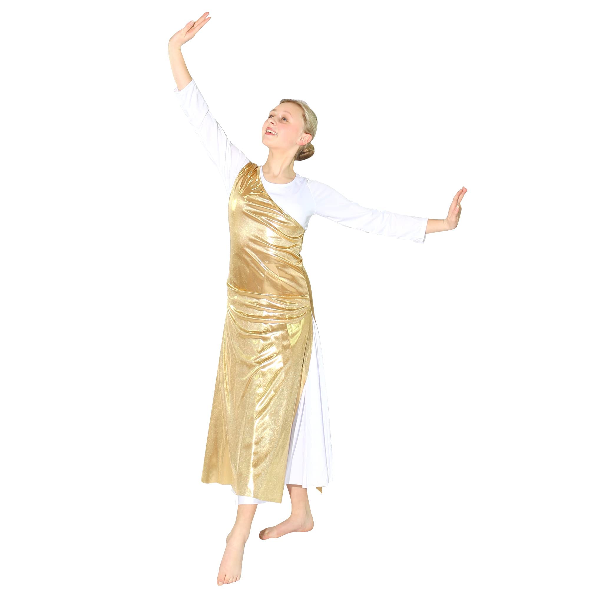 Child Diagonal Metallic Panel Dance Tunic (white dress not included)