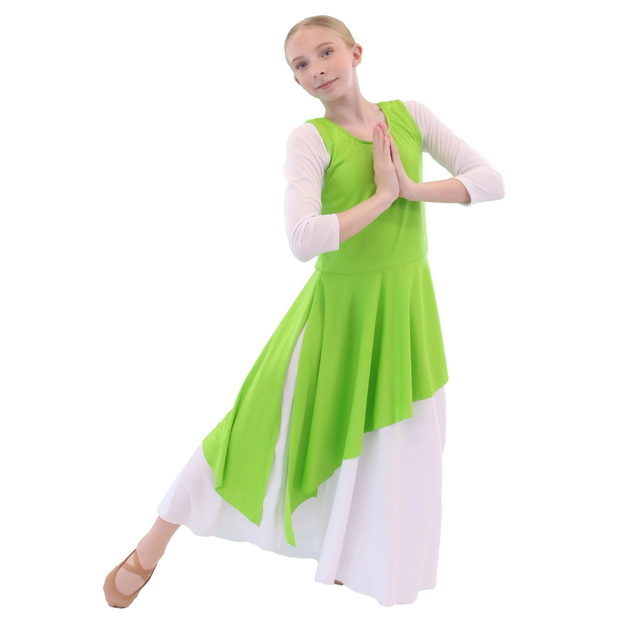 Child Asymmetric Hem Sleeveless Tunic (white dress not included)