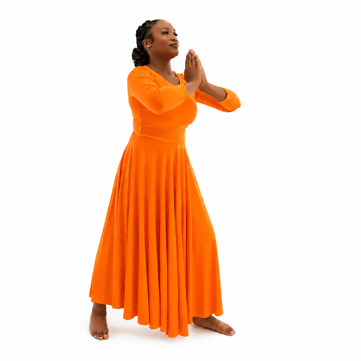 Solid Long Dance Dress Forest Green / 2XL-Adult