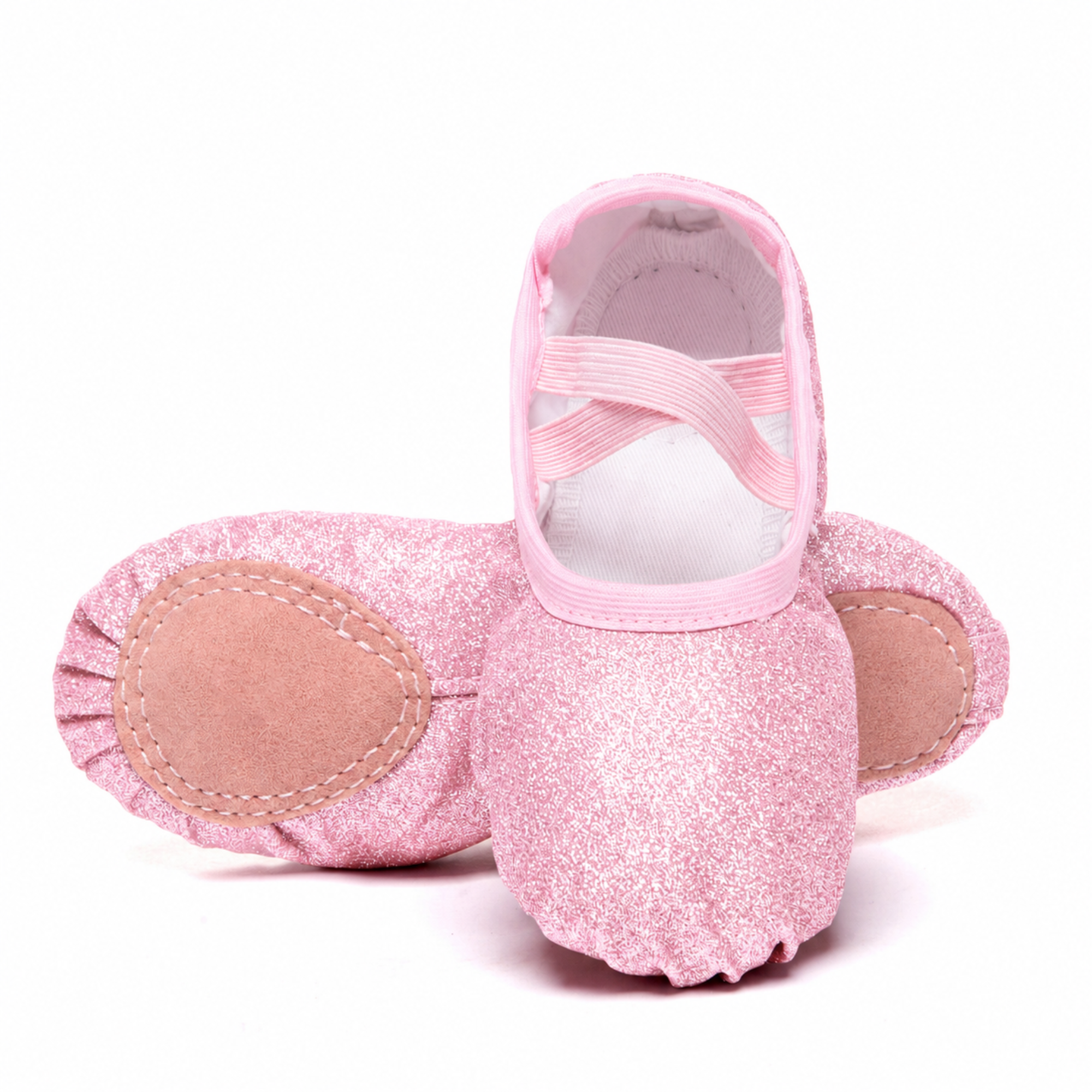Child Glittery Leather Patch Ballet Dance Shoes