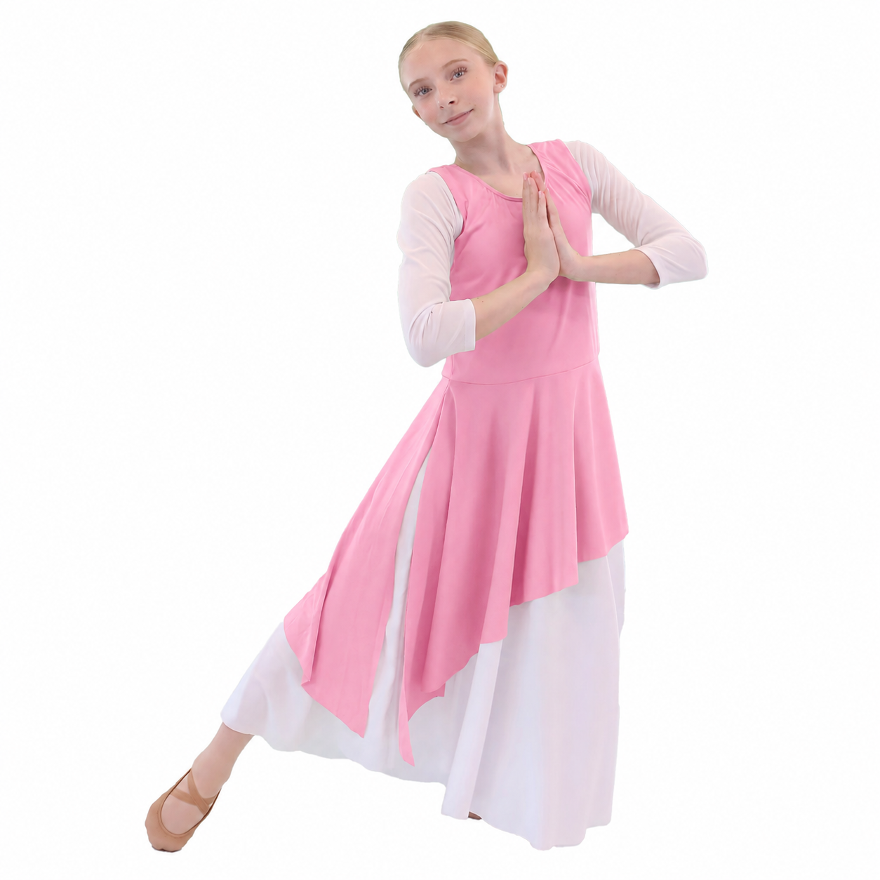 Child Asymmetric Hem Sleeveless Tunic (white dress not included)