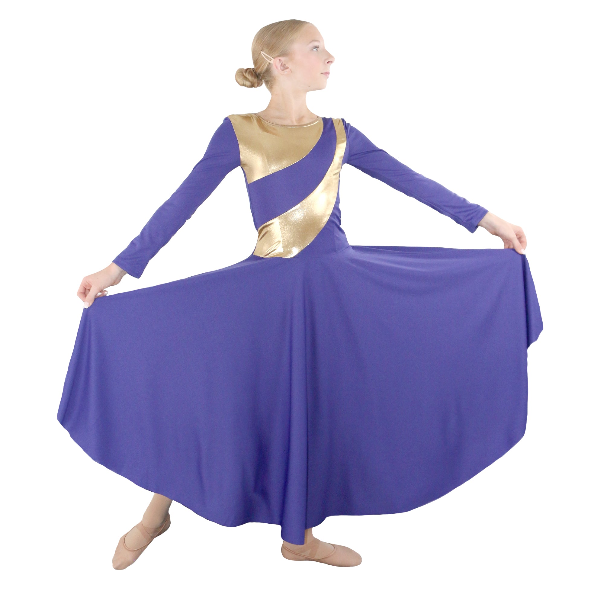 Child Two-Tone Spliced Flowy Dance Dress