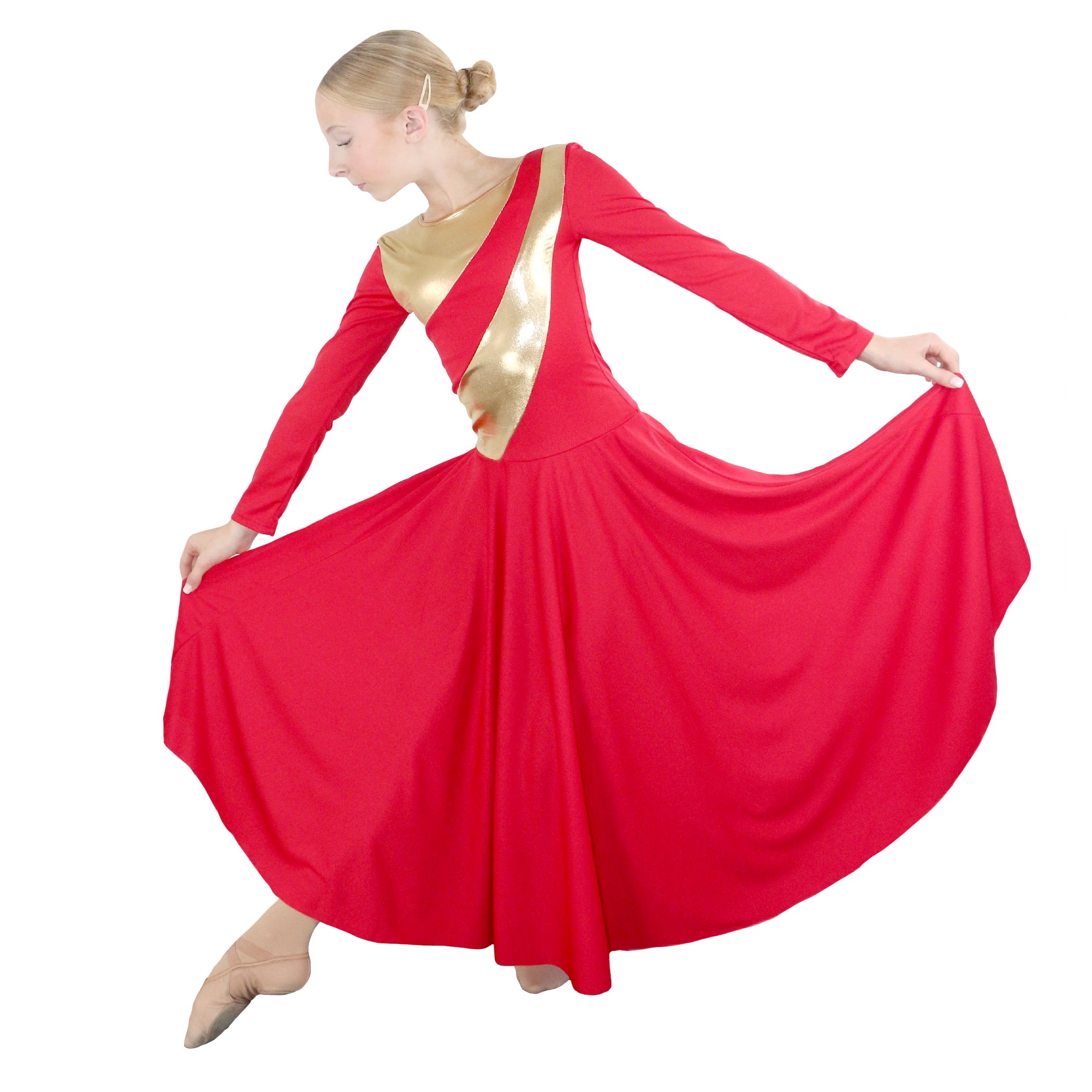 Child Two-Tone Spliced Flowy Dance Dress