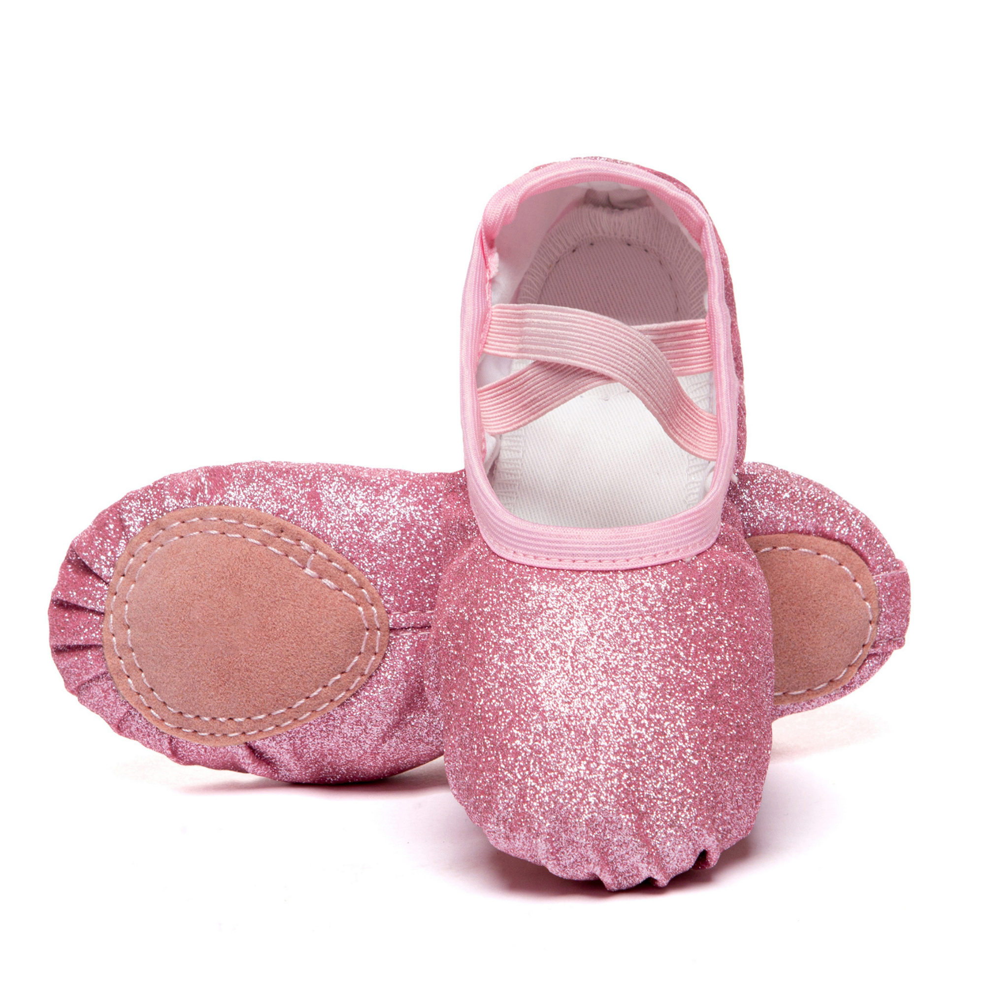 Child Glittery Leather Patch Ballet Dance Shoes
