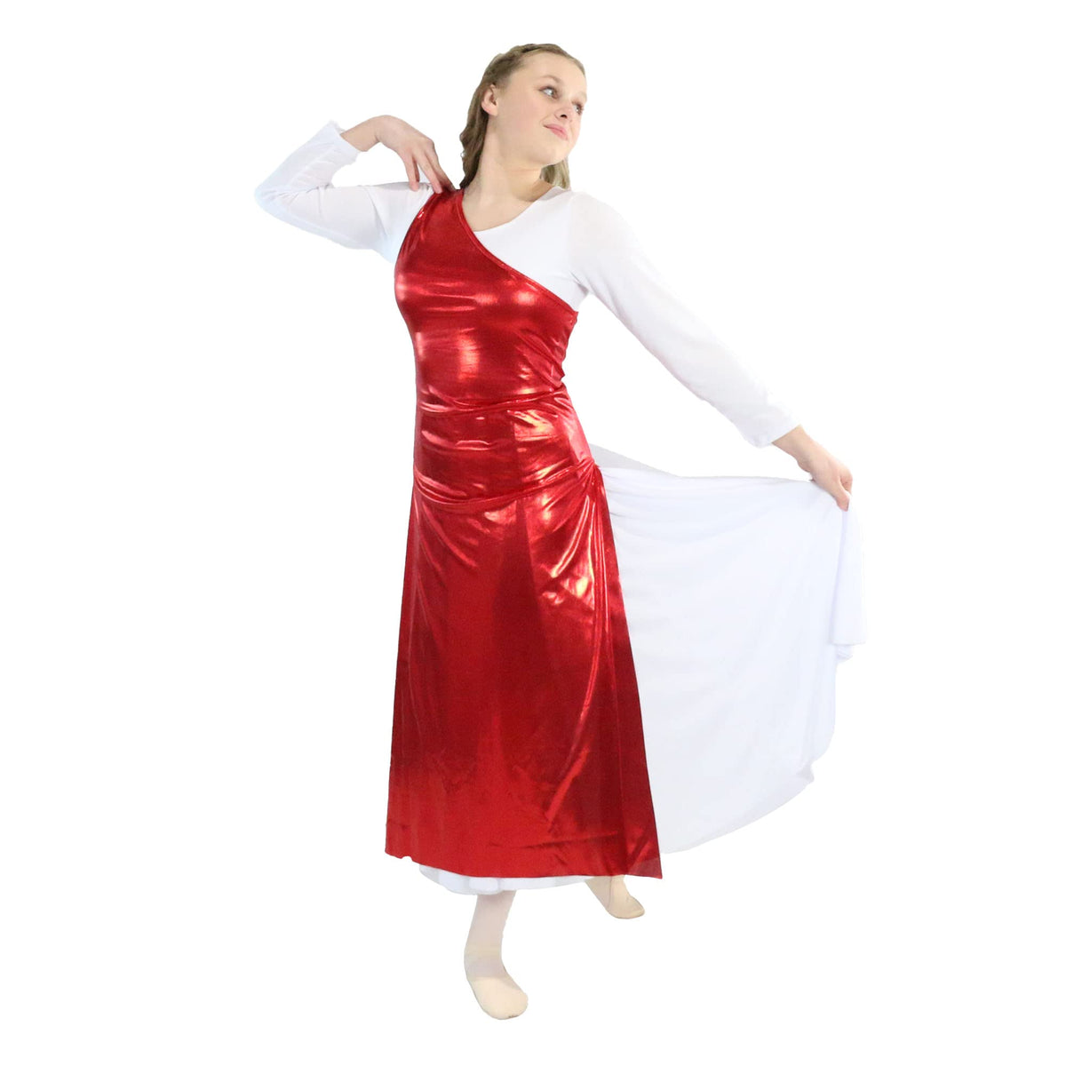 Child Diagonal Metallic Panel Dance Tunic (white dress not included)