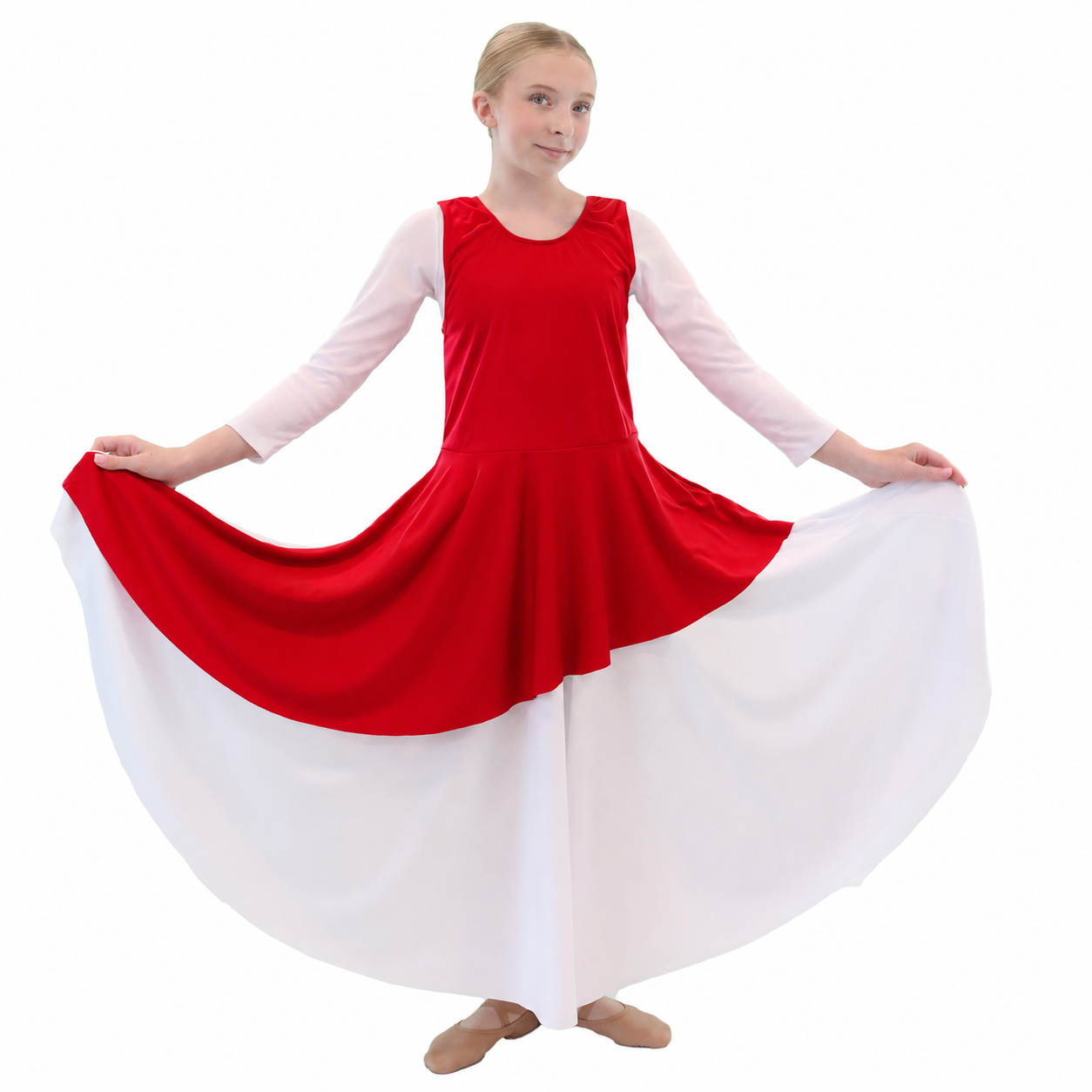 Child Asymmetric Hem Sleeveless Tunic (white dress not included)