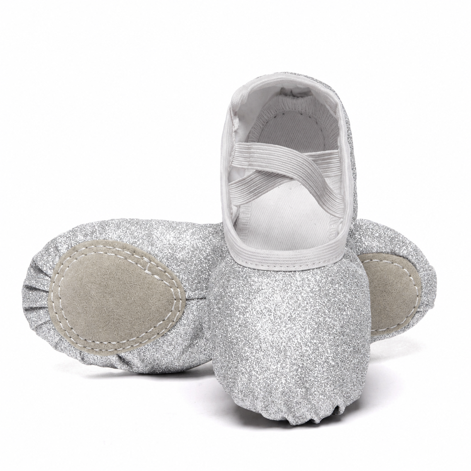Child Glittery Leather Patch Ballet Dance Shoes