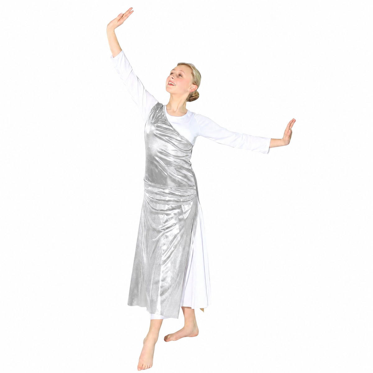 Child Diagonal Metallic Panel Dance Tunic (white dress not included)
