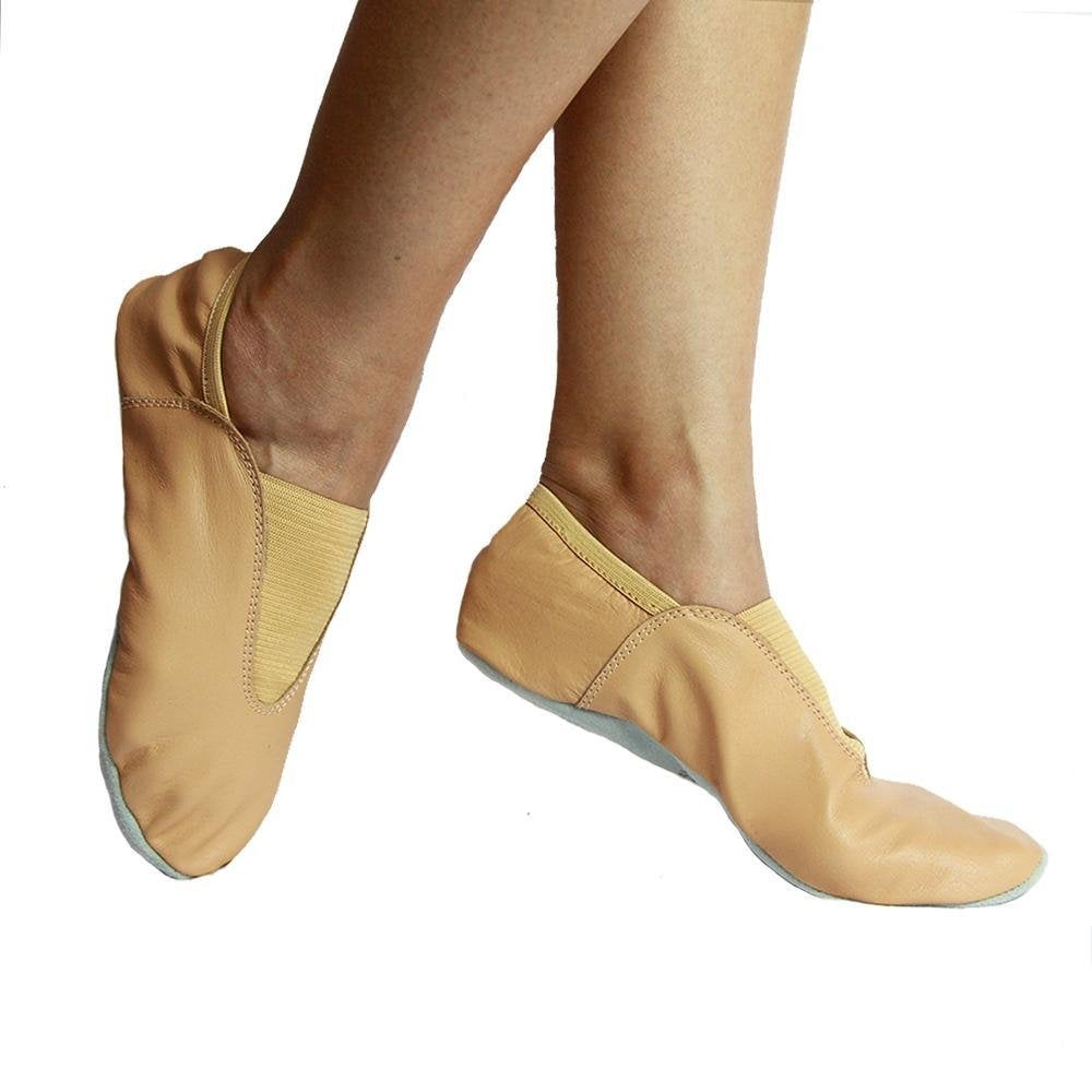 Adult Split-Sole Leather Slip-On Gymnastic Shoes
