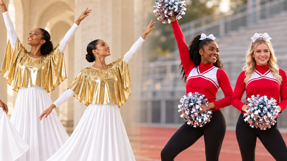 Coordinated dance and cheer team looks