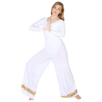 Child Metallic Hem Trim Wide Leg Dance Pants