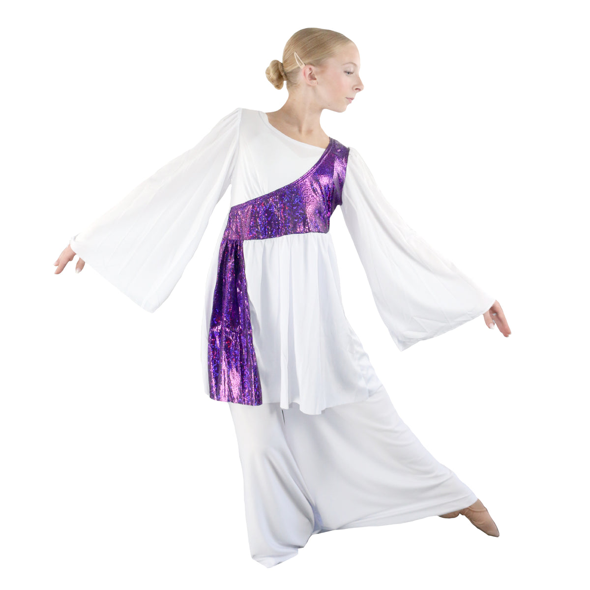 Child Flared Sleeve Sequin Dance Top
