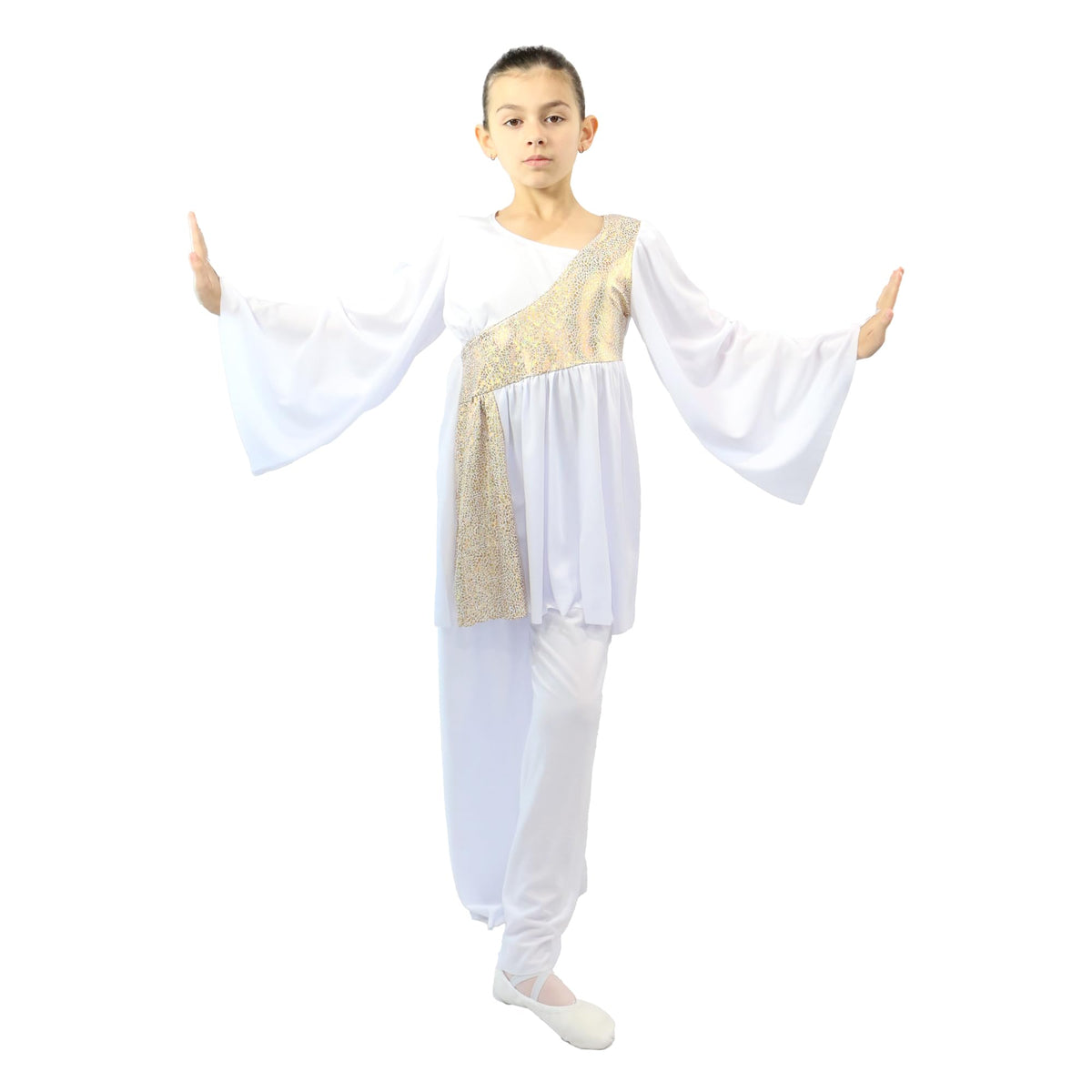 Child Flared Sleeve Sequin Dance Top
