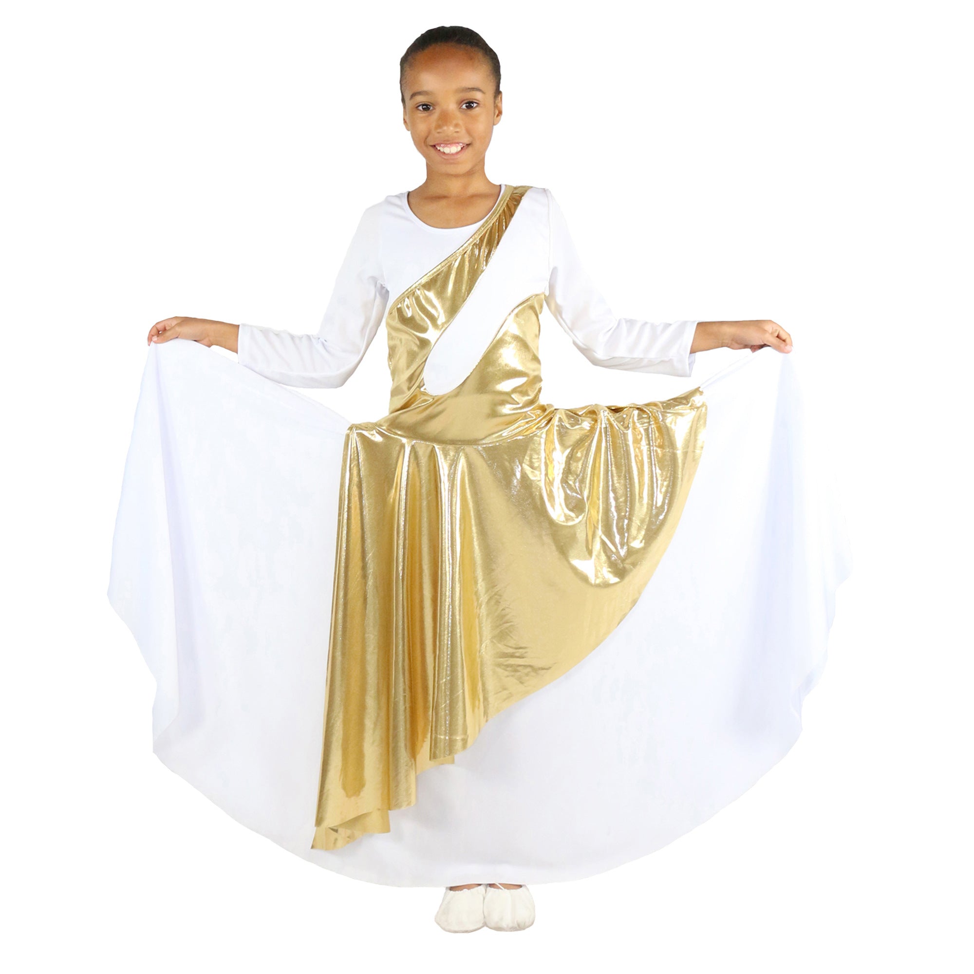 Child Metallic Asymmetrical Sleeveless Dance Tunic (dress not included)