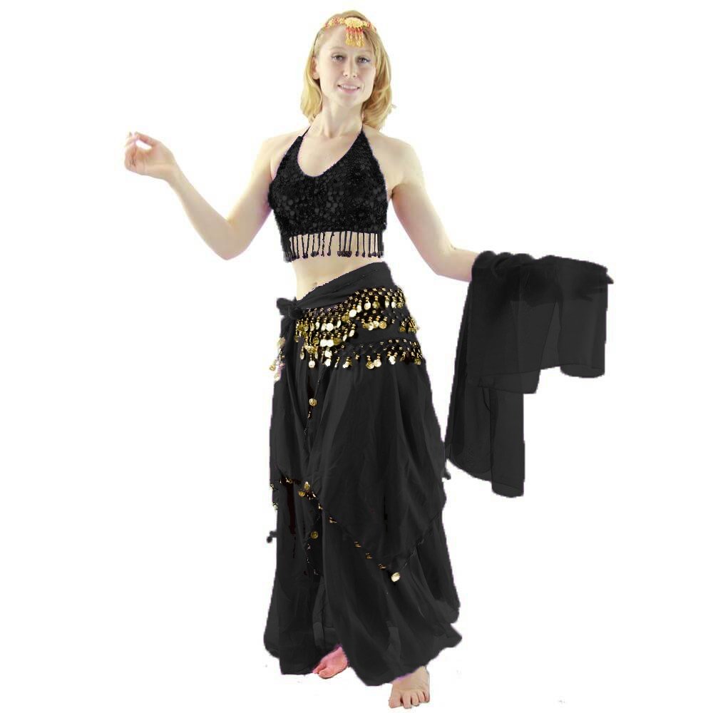 Florals 5-Piece Bra and Muslin Skirt Belly Dance Costume [BELST014 ...