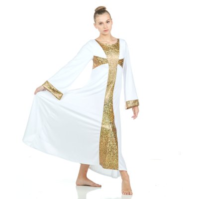 White and gold 2024 praise dance dress