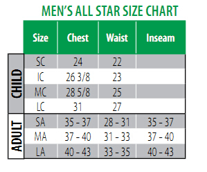 all star size chart