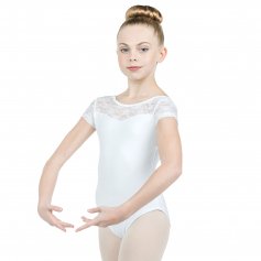 Baiwu Child Cap Sleeve Lace Up Round Back Leotard