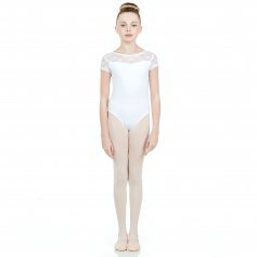 Baiwu Child Cap Sleeve Lace Up Round Back Leotard