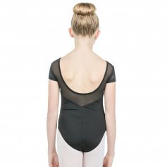 Baiwu Child Cap Sleeve Mesh Up Round Back Leotard