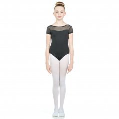 Baiwu Child Cap Sleeve Mesh Up Round Back Leotard