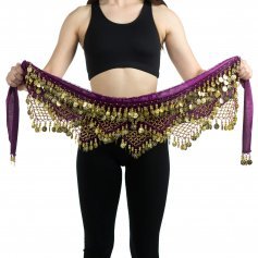 Danzcue Women\'s Belly Dance Hip Scarf With Gold Coins