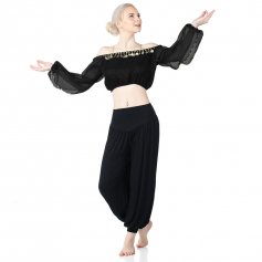 Danzcue Belly Dance Chiffon Long Puff Sleeves Top