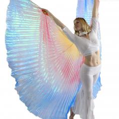 Yellow-Red-Blue Gradient Neon Worship Angel Wing