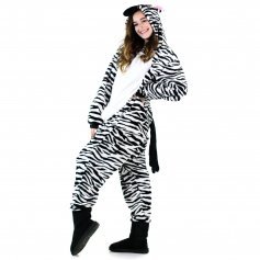 Danzcue Adult Zebra Onesie Pajamas Costume