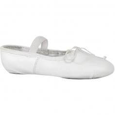 Dance Class® Child White One Piece Leather Sole Ballet Shoe