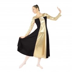 Danzcue Metallic Color Block Long Sleeve Praise Dance Dress