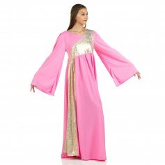 liturgical dancewear, 630 Asymmetrical Bell Sleeve Praise Dance Dress