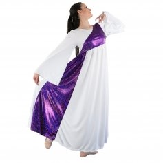 Danzcue Praise Dance Shimmery Asymmetrical Bell Sleeve Dress