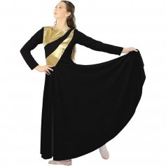 Danzcue Womens Metallic Bicolor Praise Dance Dress