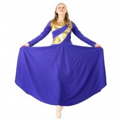 Danzcue Womens Metallic Bicolor Praise Dance Dress