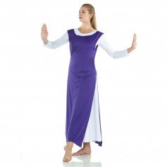 2-pc Set Danzcue Praise Full Length Long Sleeve Dance Dress Tunic with Side Slits