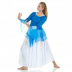 2-pc Set Danzcue Praise Full Length Long Sleeve Dance Dress with Chiffon Skirted Tunic