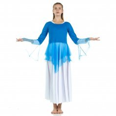 2-pc Set Danzcue Praise Full Length Long Sleeve Dance Dress with Chiffon Skirted Tunic