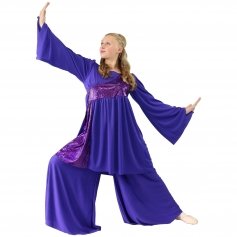 2-pc Set Danzcue Celebration of Spirit Palazzo Pants With Shimmery Asymmetrical Praise Dance Tunic